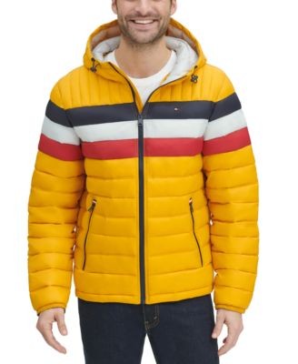 Tommy Hilfiger Men's Water Resistant Ultra Loft Filled Hooded Puffer Jacket, Yel