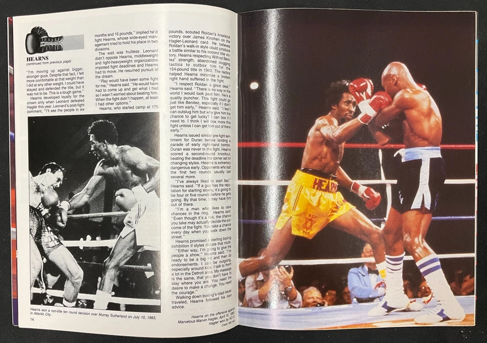 World Middleweight Championship 1987 Boxing Program Thomas Hearns vs Juan Roldan - Image 2 of 3
