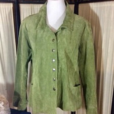 Women’s Cj Banks Sage Green Suede Lightweight Jacket Blazer Size 2x