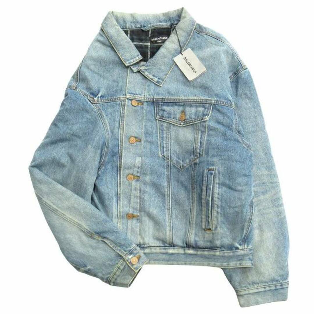 21aw Balenciaga Asymmetric Padded Denim Jacket Lining Check 21aw Balenciaga Asymmetric Padded Denim Jacket Lining Check
