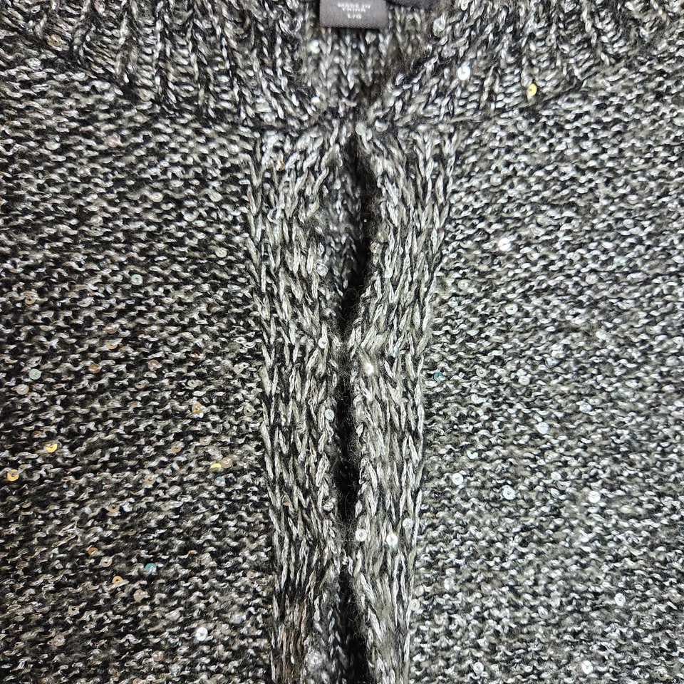 Cárdigan corto gris manga 3/4 con lentejuelas brillantes Covington para mujer talla grande Foto 4 de 4