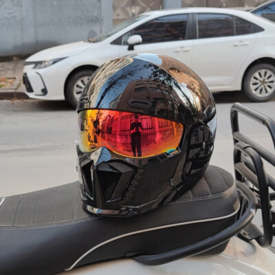 best full face motorcycle helmets for cruisers KYPARA Helmet with Internal Tinted Visor & DOT Approved Moped ATV Cruiser Scooter (White Samurai Spirit, Large) : Automotive 2.052.45 lbs. Cruiser Helmet DOT Approved