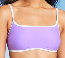 Wild Fable Women's Colorblock Square Neck Bralette Bikini Top Purple Small 4-6
