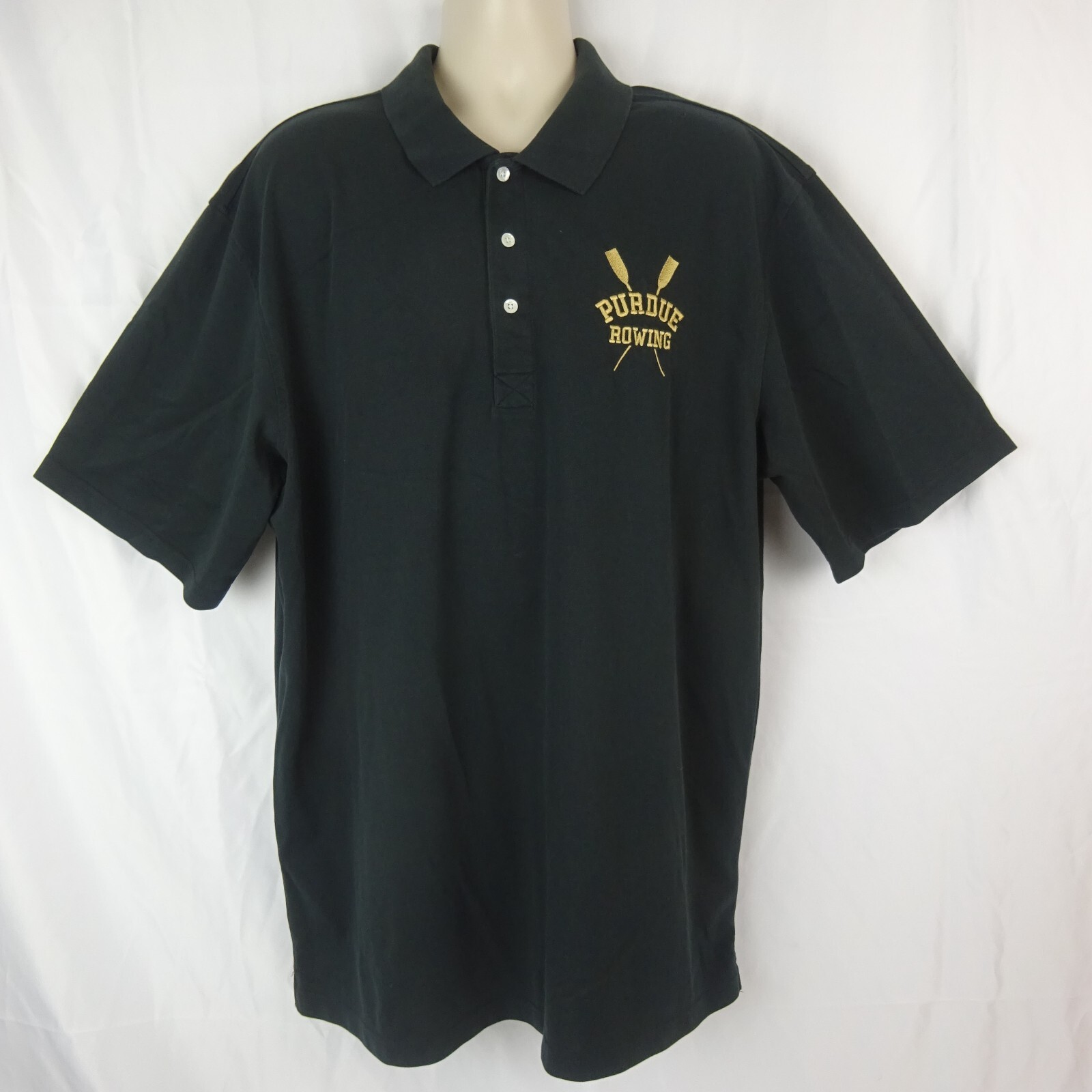 FILA Polo vintage Purdue Rowing nera manica corta stile ~ taglia 3XL alta ~