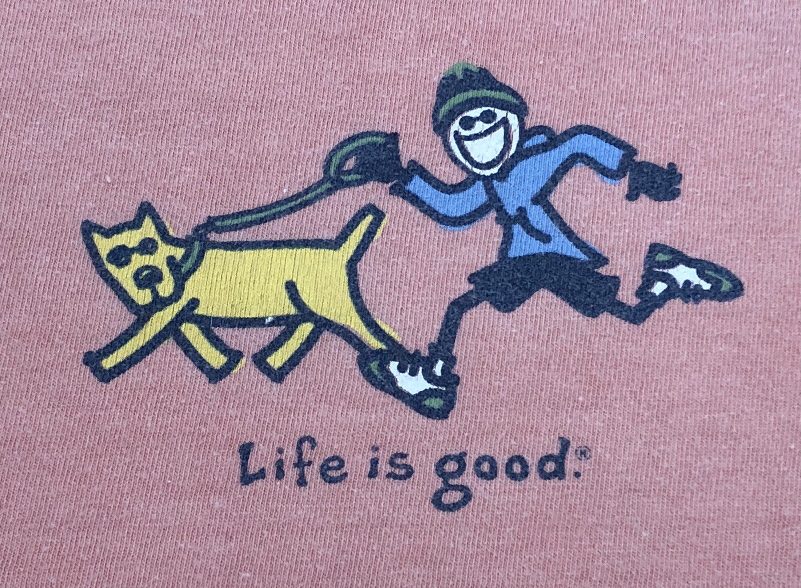 Life Is Good Dog Walking Running Very Soft Red TShirt Tee Women’s
