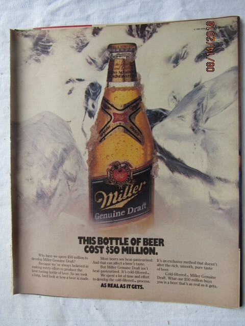 1988 Vintage Original Magazine Ad This Bottle of Miller Beer
