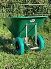 OX TWIN WHEELBARROW 200L Stable Garden Wheel Puncture Proof Large Green 200 Ltr