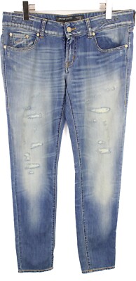 JACOB COHEN J713 Women W33 Stretch Ripped & Patched Fade Effect Jeans