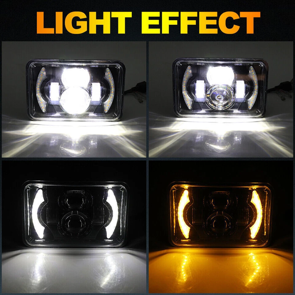 4PCS for Chevrolet Camaro Z28 Coupe 4x6" LED Headlights Hi-Lo Turn signal DRL H4 - Image 2 of 4