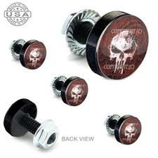 5 Black Aluminum Motorcycle Windshield Bolt Kit -  PUNISH SKULL - 046