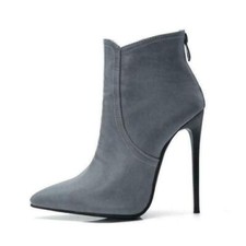Women's Pointed Toe High Stiletto Heel Ankle Boots Party Shoes Back zip Ladies