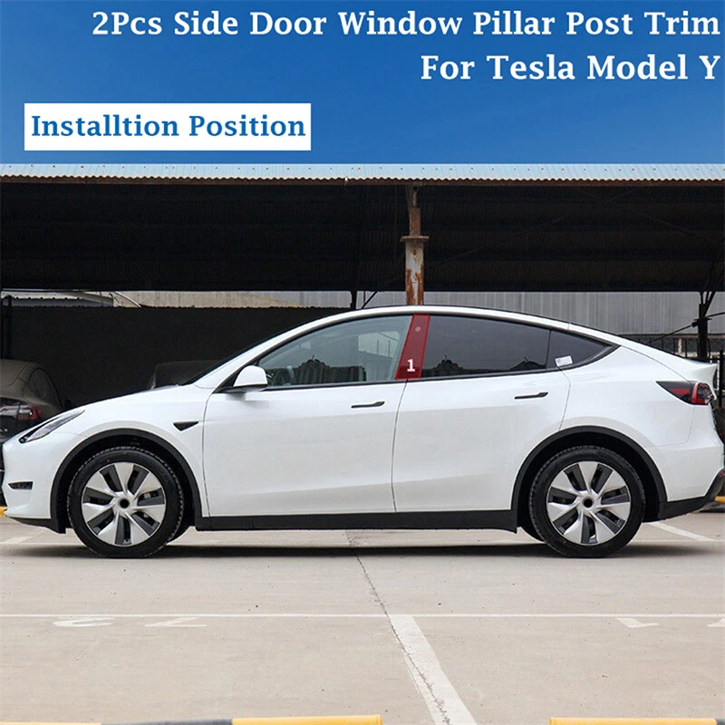 Cubierta de poste de pilar de ventana de puerta negra brillante para Tesla modelo Y 2020-2022 Foto 3 de 4
