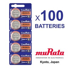 100 NEW MURATA CR2025 3V Lithium Battery FRESHLY NEW Expire 2032 -  ex SONY 