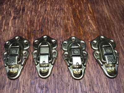 Vintage Excelsior Latches *4* Brass Plated NOS Machinists Tool Chest