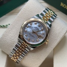 Rolex Lady-Datejust 28 Mother of Pearl Diamond Two Tone Yellow Gold Jubilee 7