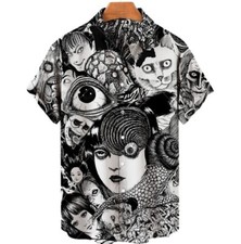 Horror Anime Manga Collage Junji Ito Tomie Print Unisex Buttoned Hawaii Shirt