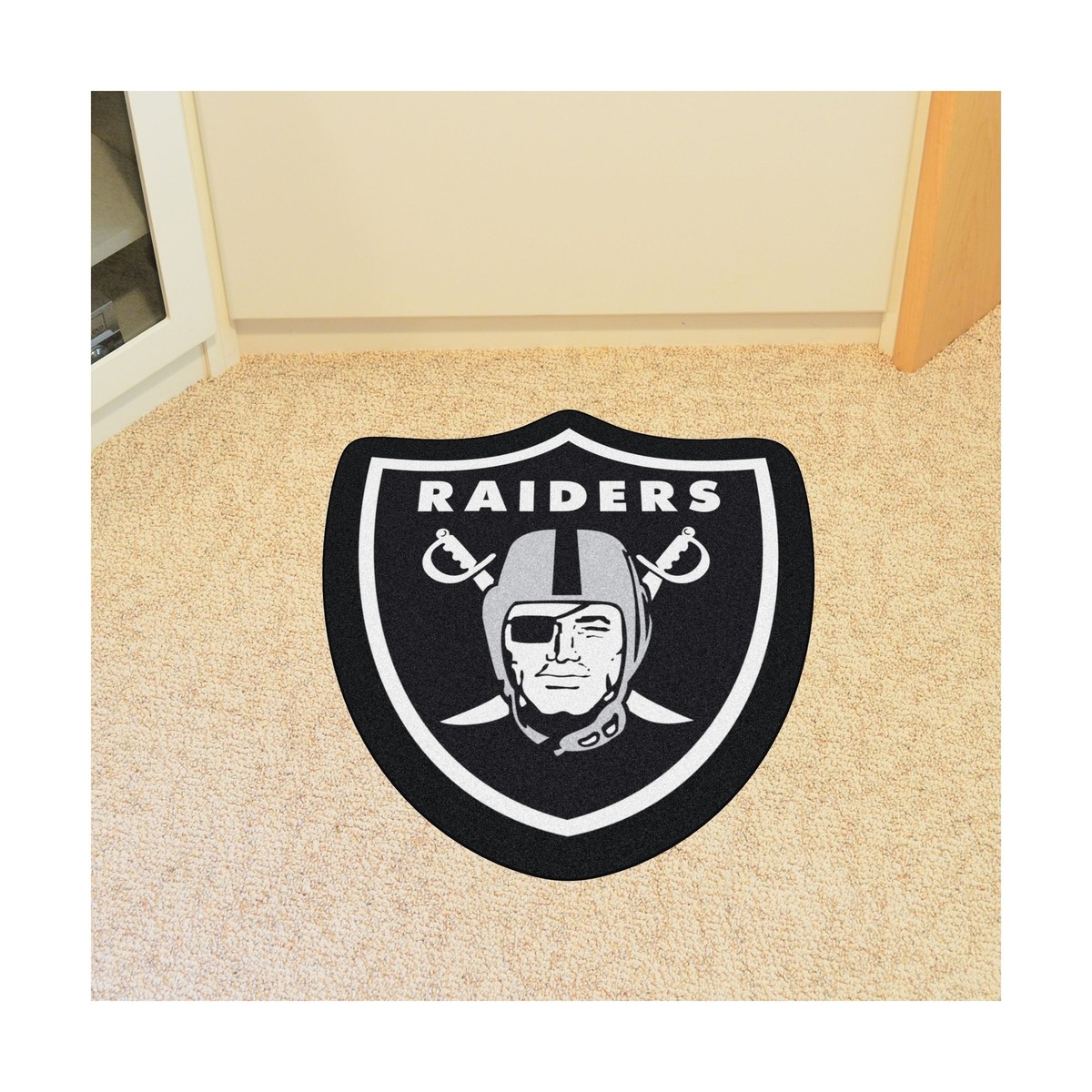 *p(R)ojectR® Logo Rug Mat NFL - Las Vegas Raiders Mascot Rug, Team Color (20982), 3' x