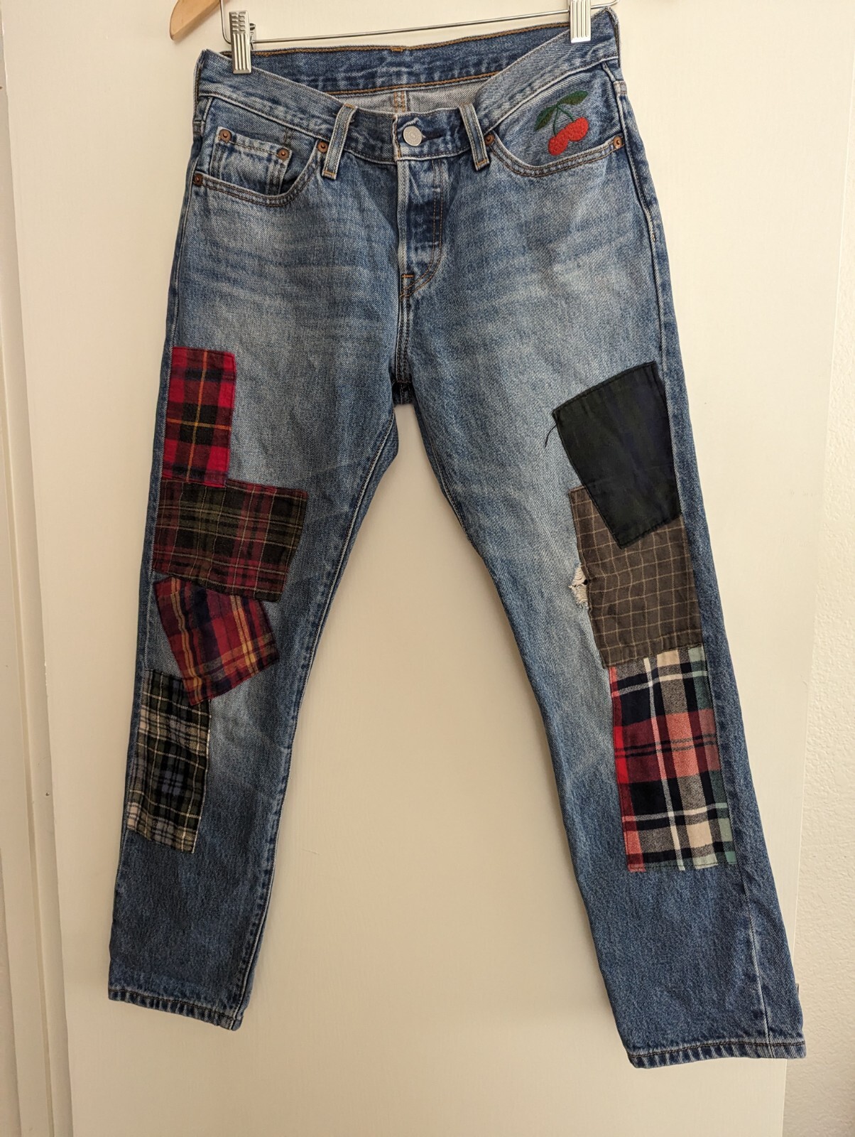 Levi 501 CT customized patchwork button fly jeans… - image 1