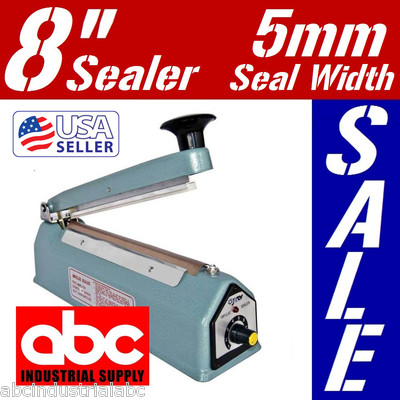 8'' Impulse Hand Sealer 5mm Flat WIre Heat Seal Plastic Bags Film Retail Packing