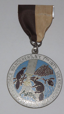 7th Int'l Volksmarch Adirondack Wanders NY  IVV AVA 1984 Beavers Medal Pinback