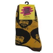 Bob Ross Women's Crew Sock Bob Ross Flash Mob Fits Shoe 5-10