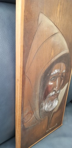 Brother Matthew OSF Original Signed Painting Of Monk On Barnwood Plank Framed - Picture 3 of 14