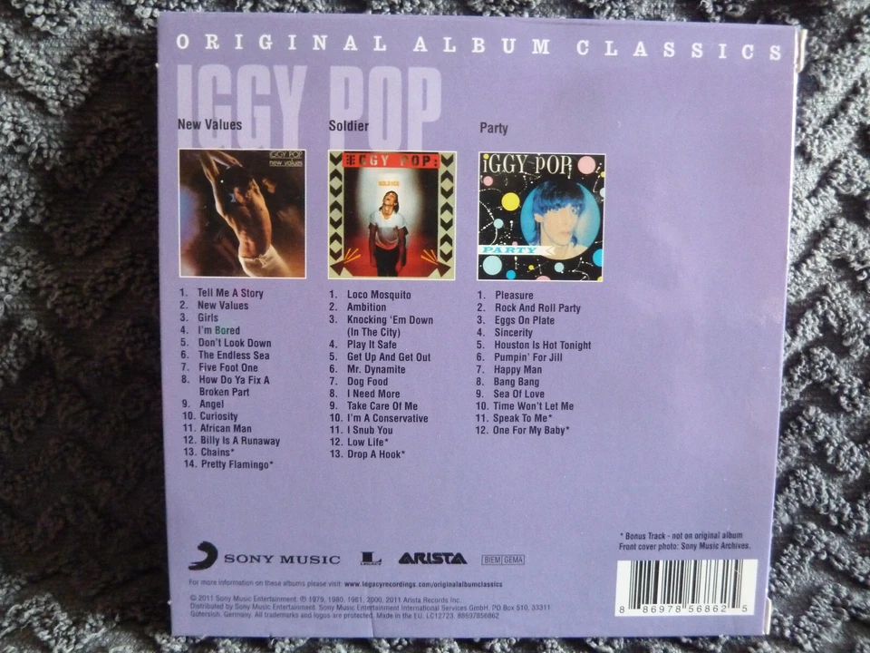 3-CD Box-Set Iggy Pop - New Values & Soldier & Party - Arista 88697856862 - Bild 3 von 3