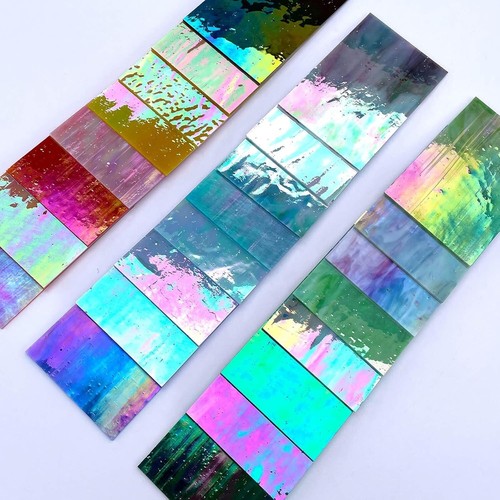 Vibrant 24-Piece Iridescent Stained Glass Sheets - Ideal for Mosaic Art Projects - Picture 6 of 10
