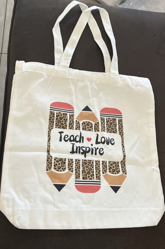 Teacher Gift “Teach Love Inspire” Tote Bag School - Picture 2 of 6