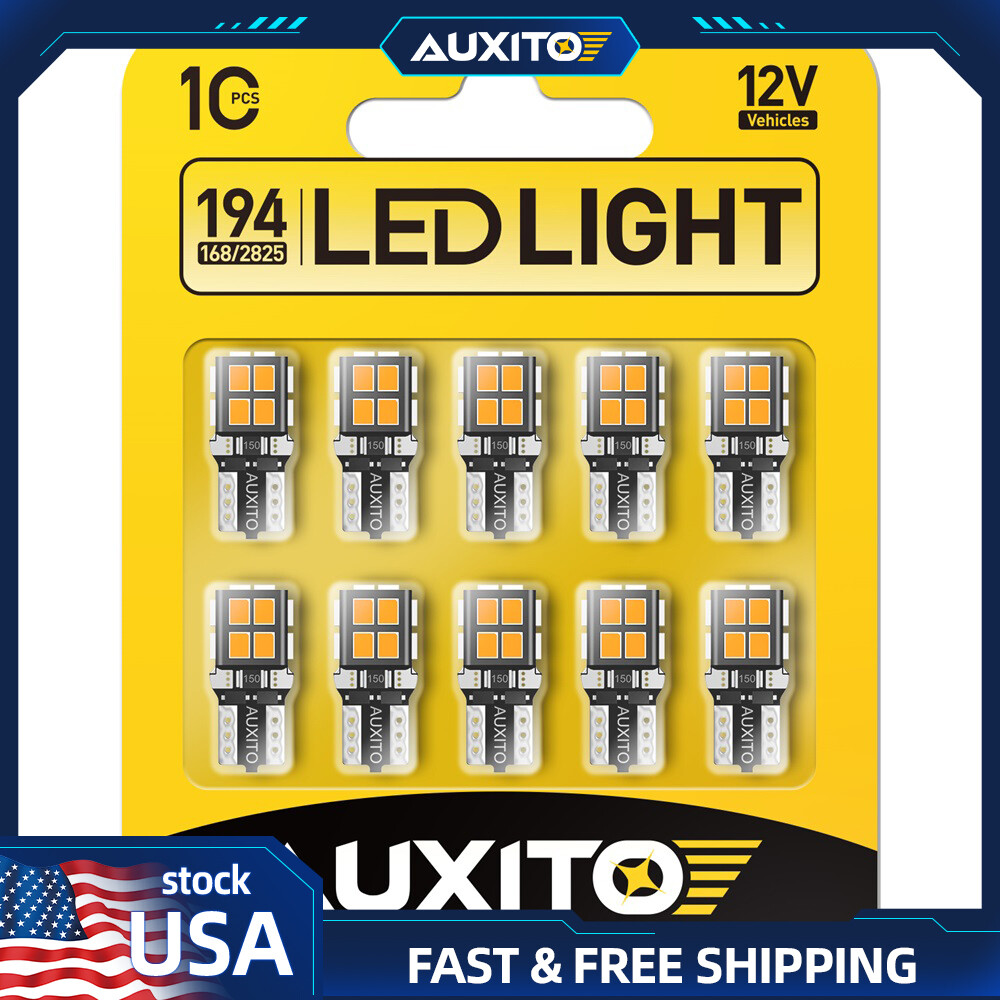 10x T10 LED Amber Wedge Car Dome Interior Reading Map Light W5W Bulb 168 194 192