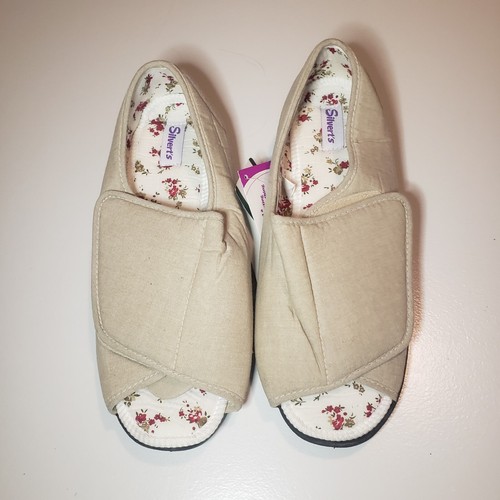 Silverts Beige With Floral Insole Slippers Size 11-Wide womens 194661049536  | eBay