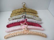 Vintage Clothes Hangers Covered with Satin Fabric Padded Style  LOT of 8