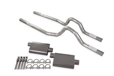 Dual Exhaust Kit 3 2 Chamber Mufflers Rear Exit Fits 73 To 79 Ford F-series