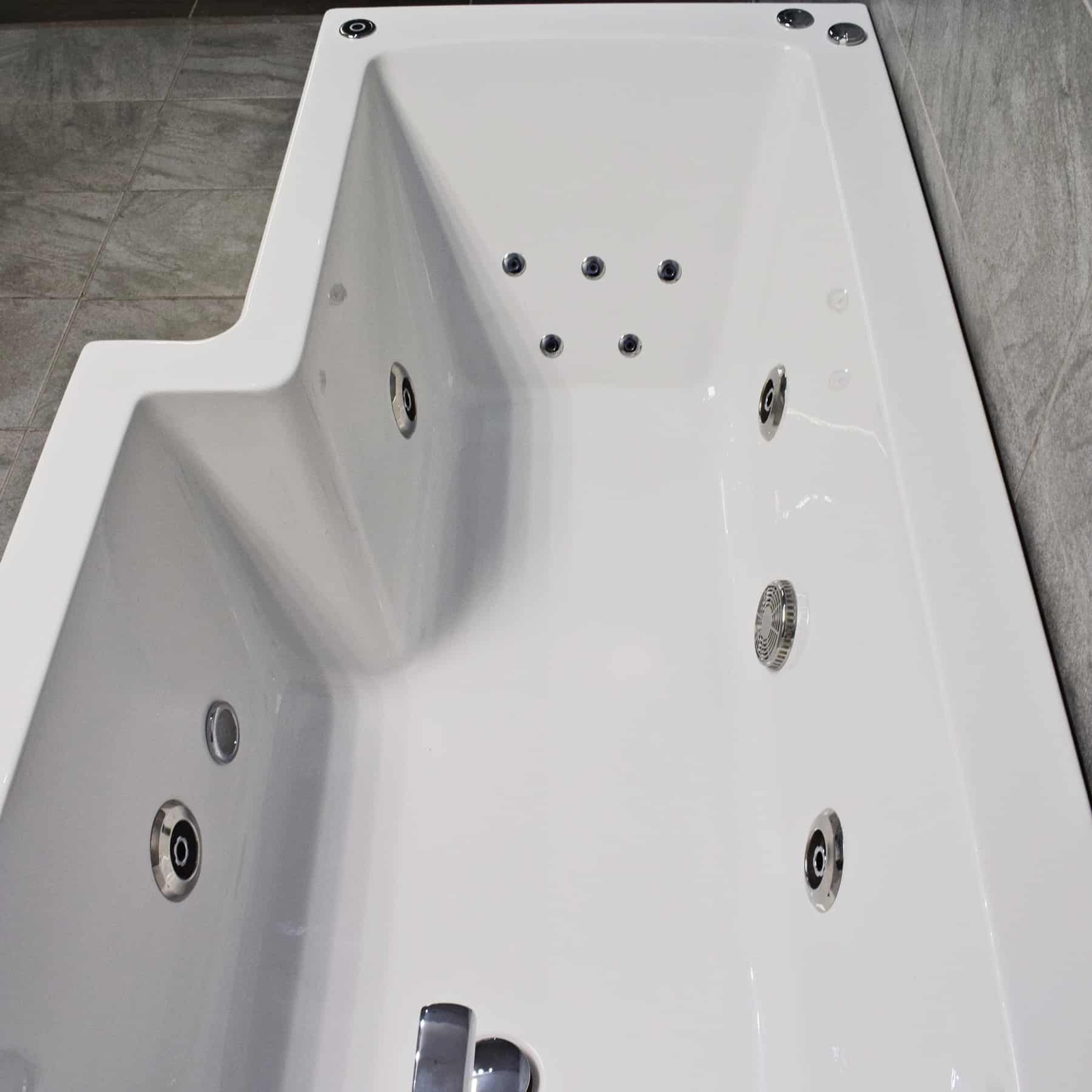 1500mm L Shaped Showerbath Bath Whirlpool Spa with Jet and Light ...
