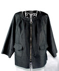 REQ Jacket Womens Size 12 Gray Full Zip Front Blazer Half Sleeve Pockets Cotton — photo 1