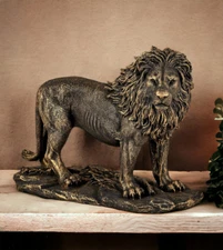 Very Realistic Lion Sculpture, Large Sculpture, Antic Bronze Statue 14 inch