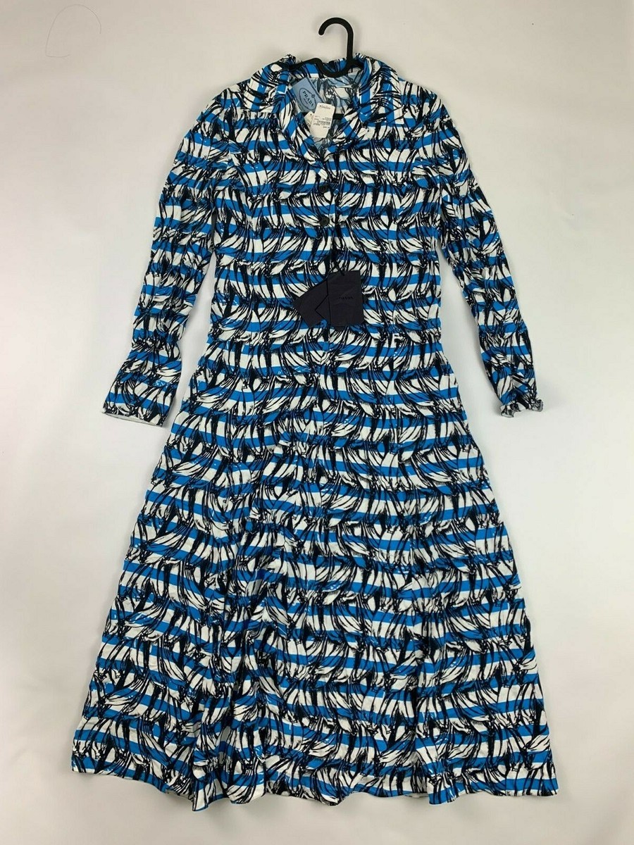 New PRADA Banana-print striped shirtdressSize 42/6 | eBay