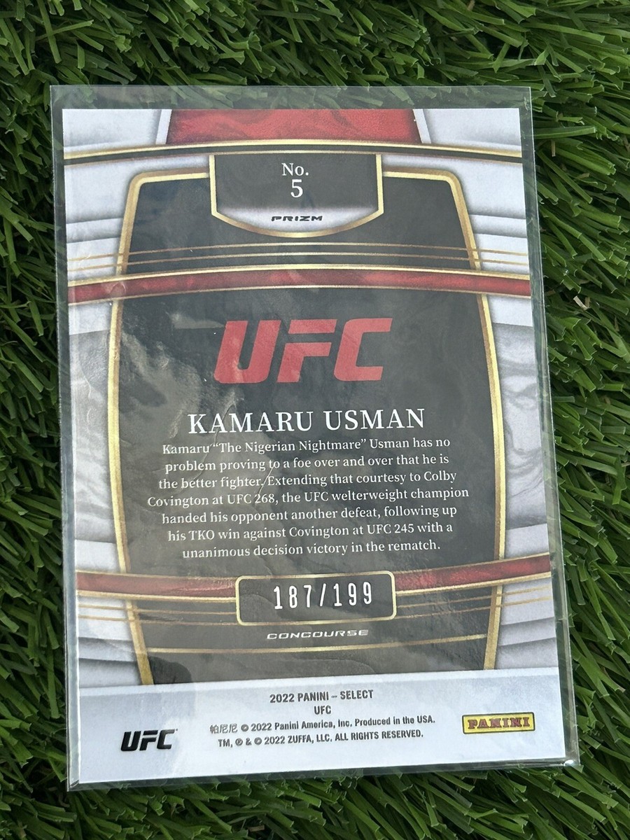KAMARU USMAN UFC SELECT 22 BLUE REFRACTOR CARD MINT