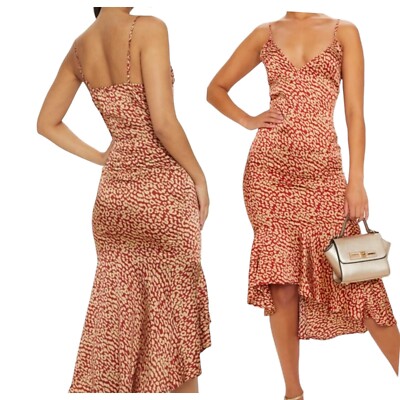 PRETTY LITTLE THING Midikleid Maya Jama Collection Leopardenmuster sexy Gr. UK 8