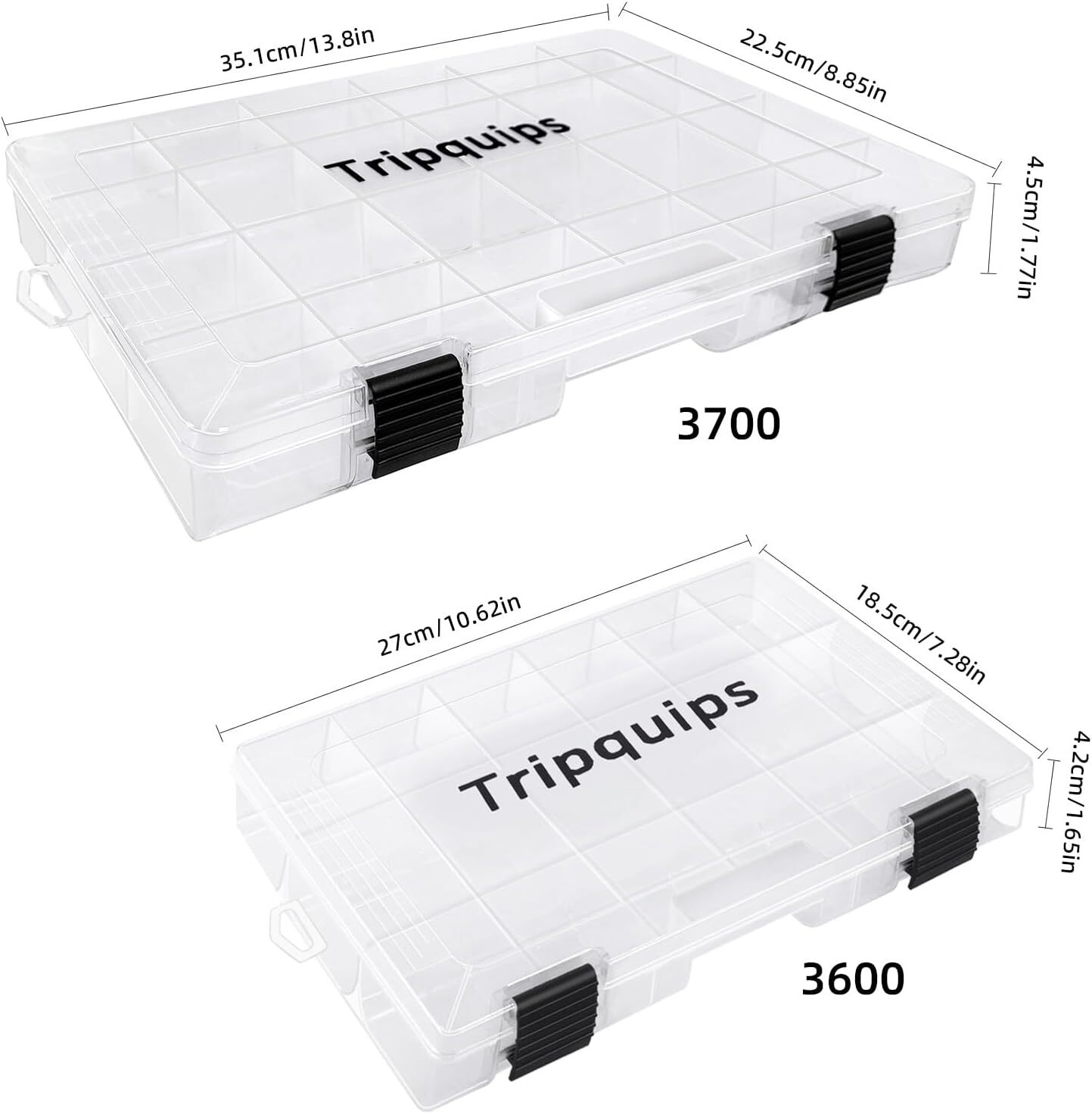 3600 Fishing Tackle Tray, Plastic Storage Organizer with Removable Dividers