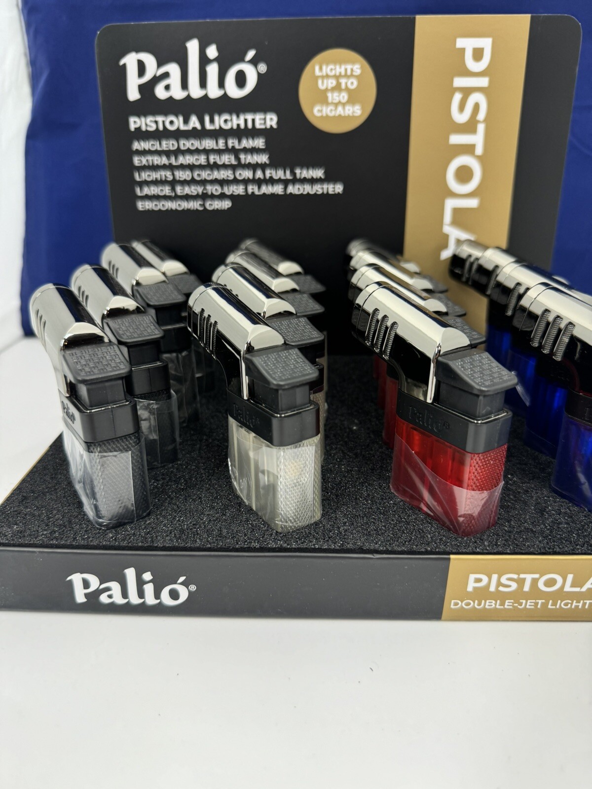 Pali&oacute; Pistola Double Jet Angled Flame Cigar Torch Lighter  - Black - New