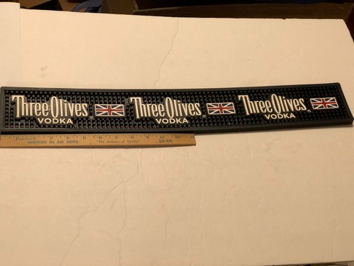 Three Olives Vodka Bar Rail Mat Runner 23" x 3.5” Union Jack Rubber