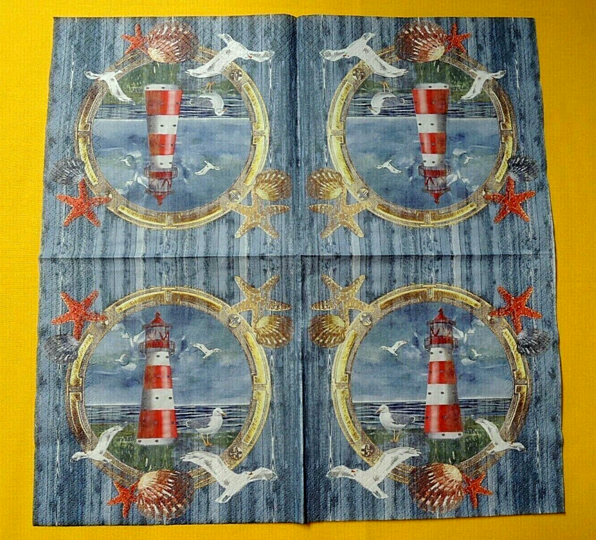 20 Servietten Leuchtturm Im Bullauge – Maritimes Design, 33x33 Cm, 3-lagig, Für Tischdeko & Basteln