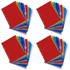 48 Tab Multicolor Plastic 3-Ring Binder Dividers Letter Size for Notebooks
