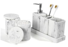 Bathroom Accessories Set, 6 Piece Bathroom Set with Toothbrush Holders, White