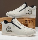 Khwfjas brand - Men's Fleece-Lined Sneakers: lace Side Zipper, beige color — photo 6