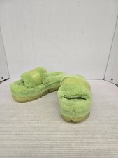 UGG FLUFFITA SLIDE PLATFORM SLIPPERS SANDALS PARAKEET GREEN WOOL BRAND