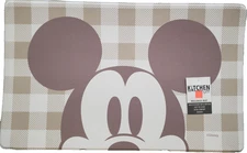 Wellness Thin PVC Floor Mat(18"x30")DISNEY,MICKEY MOUSE FACE ON BUFFALO CHECK,KD