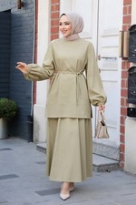 Dubai Kaftan Abaya Women Muslim Long Skirt Top Blouse Set Evening Dress Gown Eid