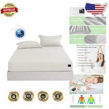 King Grounding Sheet Cotton 400TC Beige Deep Pocket Therapy